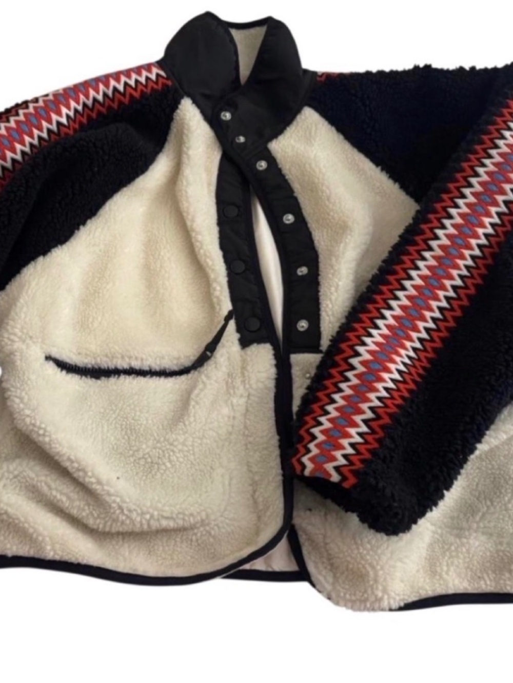 Free People Hit The Slopes Printed Fleece Jacket Varsity Combo